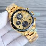 Swiss Replica Longines AF1 Chronograph Black Bezel Yellow Gold Watch 42mm
